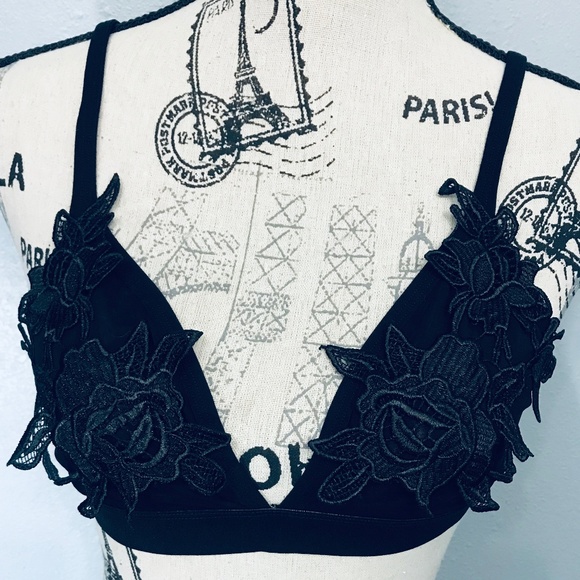 Three Bird Nest Other - Sweet As A Daisy Bralette - Black- Large